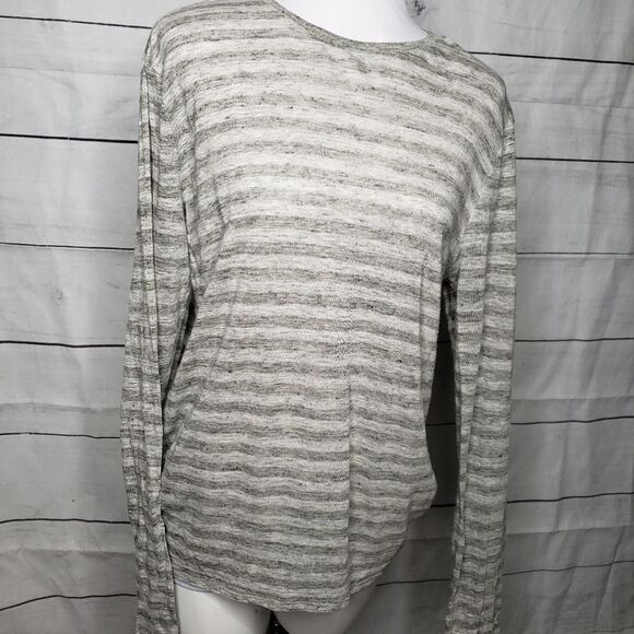 Vince Linen striped grey gray top medium - Picture 1 of 8